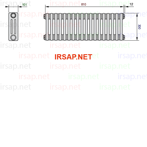 чертеж радиатора Irsap Tesi 30300-1830300-18-22-01